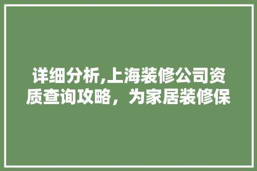 详细分析,上海装修公司资质查询攻略，为家居装修保驾护航