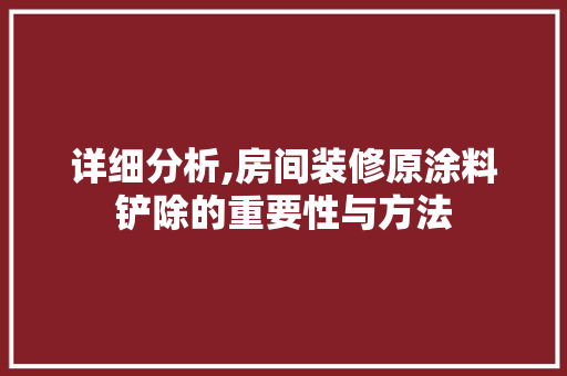 详细分析,房间装修原涂料铲除的重要性与方法
