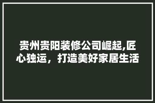 贵州贵阳装修公司崛起,匠心独运，打造美好家居生活