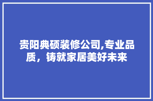贵阳典硕装修公司,专业品质，铸就家居美好未来