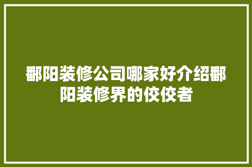 鄱阳装修公司哪家好介绍鄱阳装修界的佼佼者