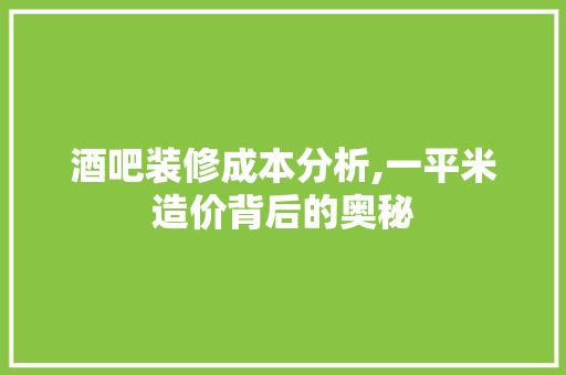 酒吧装修成本分析,一平米造价背后的奥秘