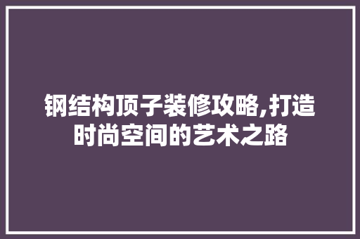 钢结构顶子装修攻略,打造时尚空间的艺术之路