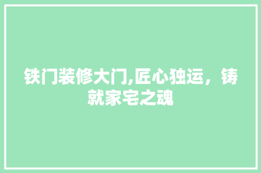 铁门装修大门,匠心独运，铸就家宅之魂