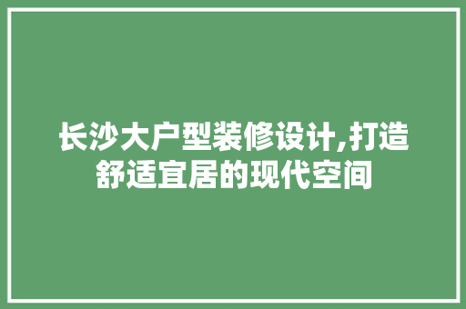 长沙大户型装修设计,打造舒适宜居的现代空间