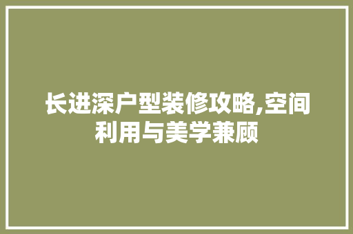 长进深户型装修攻略,空间利用与美学兼顾