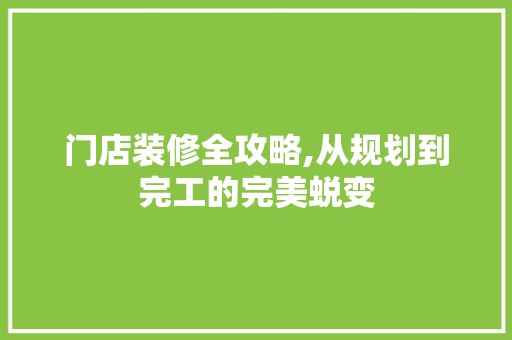 门店装修全攻略,从规划到完工的完美蜕变