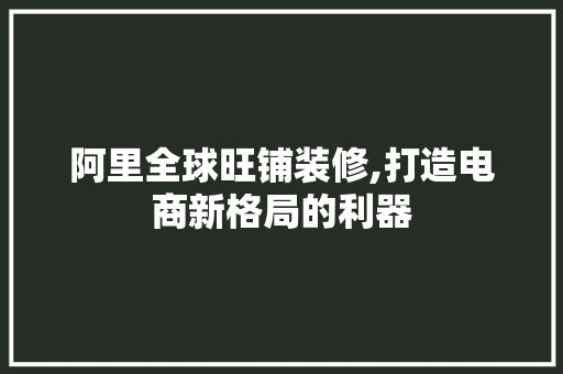 阿里全球旺铺装修,打造电商新格局的利器