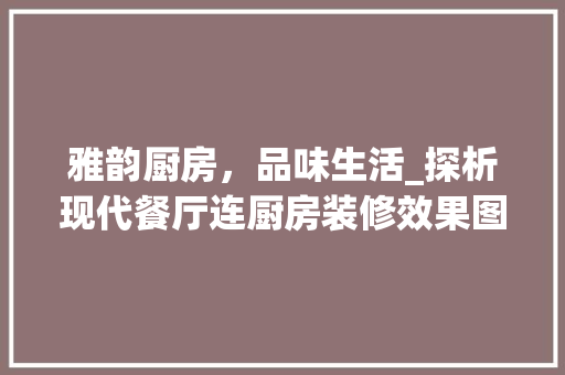 雅韵厨房，品味生活_探析现代餐厅连厨房装修效果图中的美学与适用
