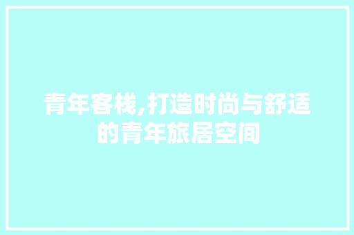 青年客栈,打造时尚与舒适的青年旅居空间