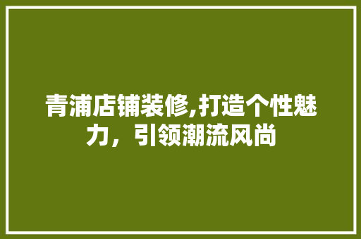 青浦店铺装修,打造个性魅力，引领潮流风尚