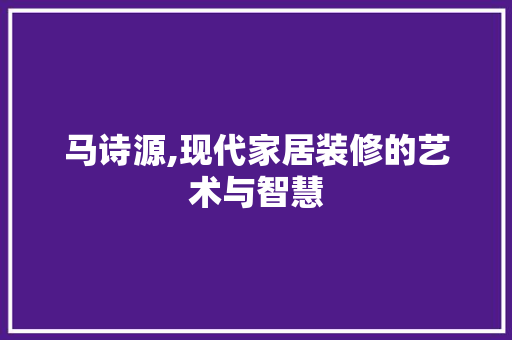 马诗源,现代家居装修的艺术与智慧