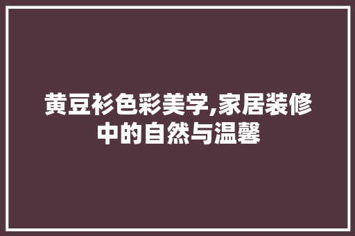 黄豆衫色彩美学,家居装修中的自然与温馨