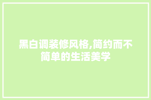 黑白调装修风格,简约而不简单的生活美学