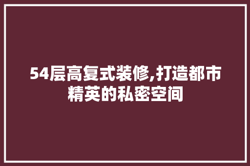 54层高复式装修,打造都市精英的私密空间