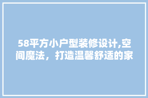 58平方小户型装修设计,空间魔法，打造温馨舒适的家