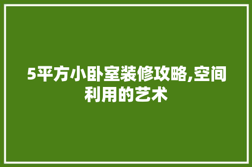 5平方小卧室装修攻略,空间利用的艺术