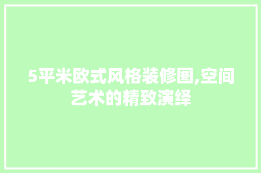 5平米欧式风格装修图,空间艺术的精致演绎