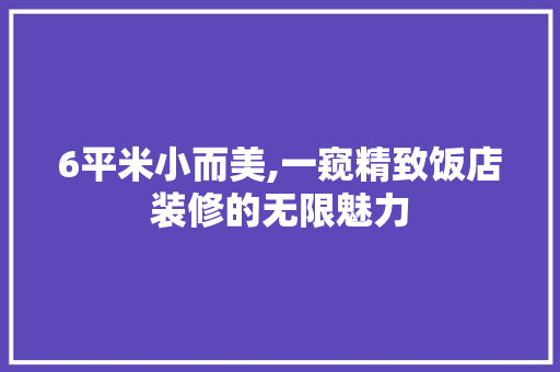 6平米小而美,一窥精致饭店装修的无限魅力