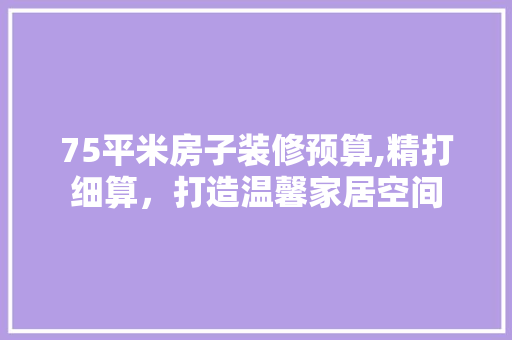 75平米房子装修预算,精打细算，打造温馨家居空间