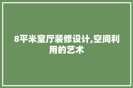 8平米室厅装修设计,空间利用的艺术