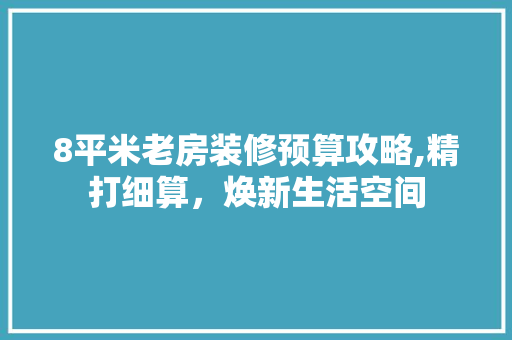 8平米老房装修预算攻略,精打细算，焕新生活空间