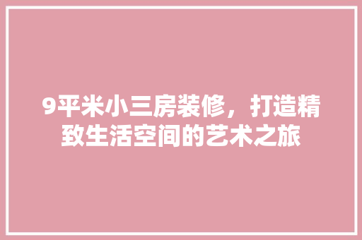 9平米小三房装修，打造精致生活空间的艺术之旅