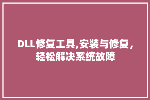 DLL修复工具,安装与修复，轻松解决系统故障