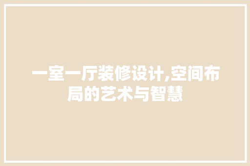一室一厅装修设计,空间布局的艺术与智慧