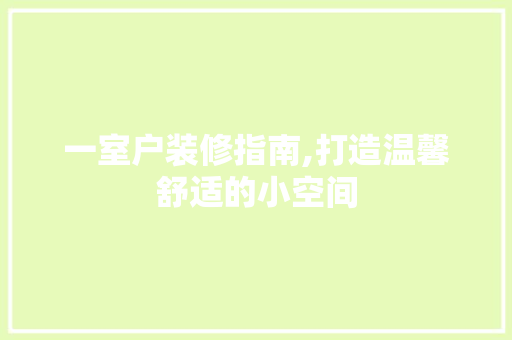 一室户装修指南,打造温馨舒适的小空间