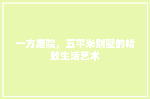 一方庭院，五平米别墅的精致生活艺术