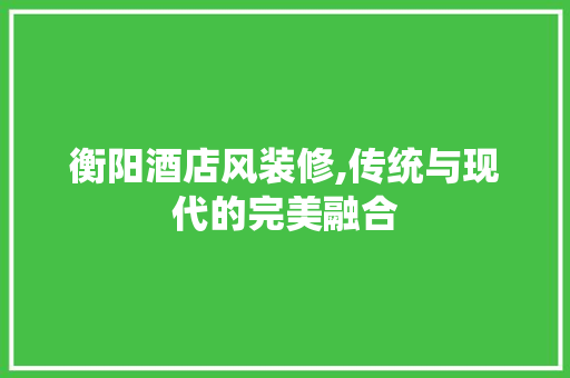 衡阳酒店风装修,传统与现代的完美融合