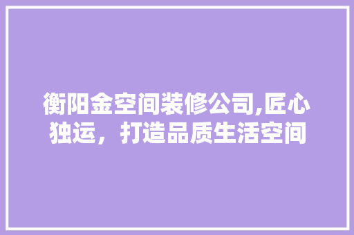 衡阳金空间装修公司,匠心独运，打造品质生活空间