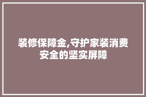 装修保障金,守护家装消费安全的坚实屏障
