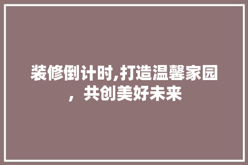 装修倒计时,打造温馨家园，共创美好未来