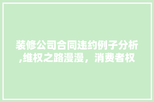 装修公司合同违约例子分析,维权之路漫漫，消费者权益需保护