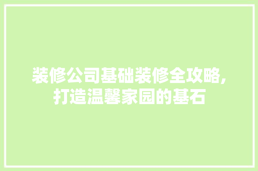 装修公司基础装修全攻略,打造温馨家园的基石