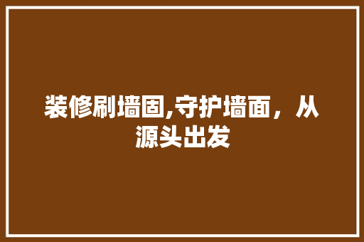 装修刷墙固,守护墙面，从源头出发
