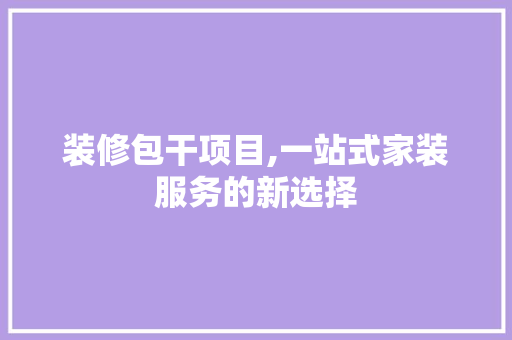 装修包干项目,一站式家装服务的新选择