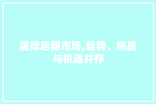 装修后期市场,趋势、挑战与机遇并存