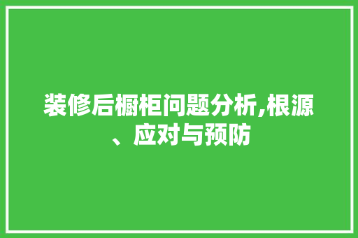 装修后橱柜问题分析,根源、应对与预防
