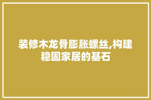 装修木龙骨膨胀螺丝,构建稳固家居的基石