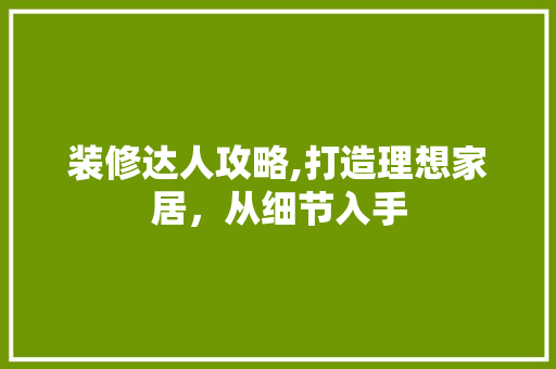 装修达人攻略,打造理想家居，从细节入手