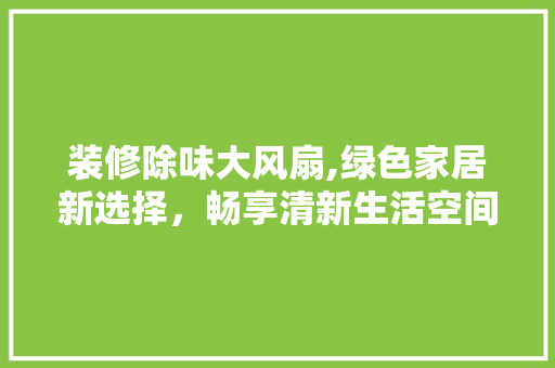 装修除味大风扇,绿色家居新选择，畅享清新生活空间