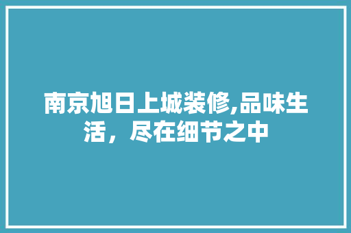 南京旭日上城装修,品味生活，尽在细节之中