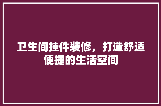 卫生间挂件装修，打造舒适便捷的生活空间