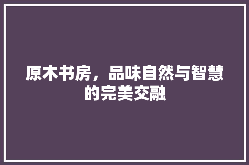 原木书房，品味自然与智慧的完美交融