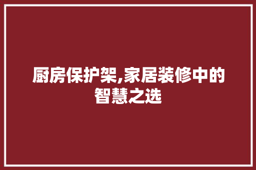 厨房保护架,家居装修中的智慧之选