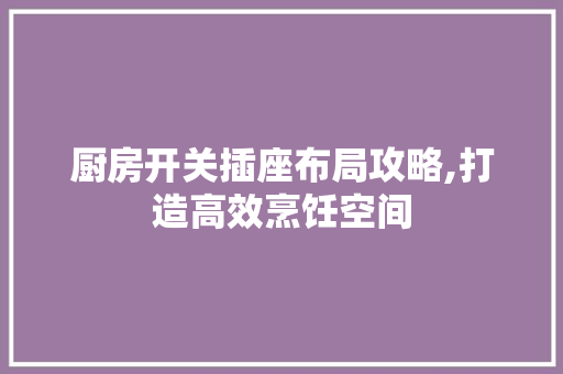厨房开关插座布局攻略,打造高效烹饪空间