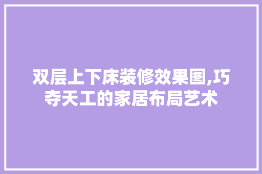 双层上下床装修效果图,巧夺天工的家居布局艺术
